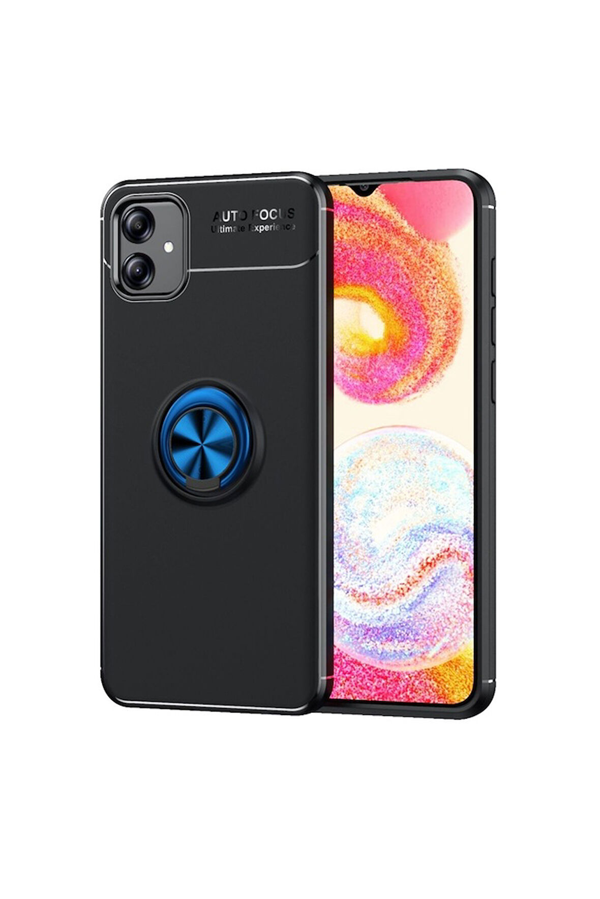 Samsung Galaxy A04E Uyumlu Kılıf Zore Ravel Silikon Kapak Siyah-Mavi