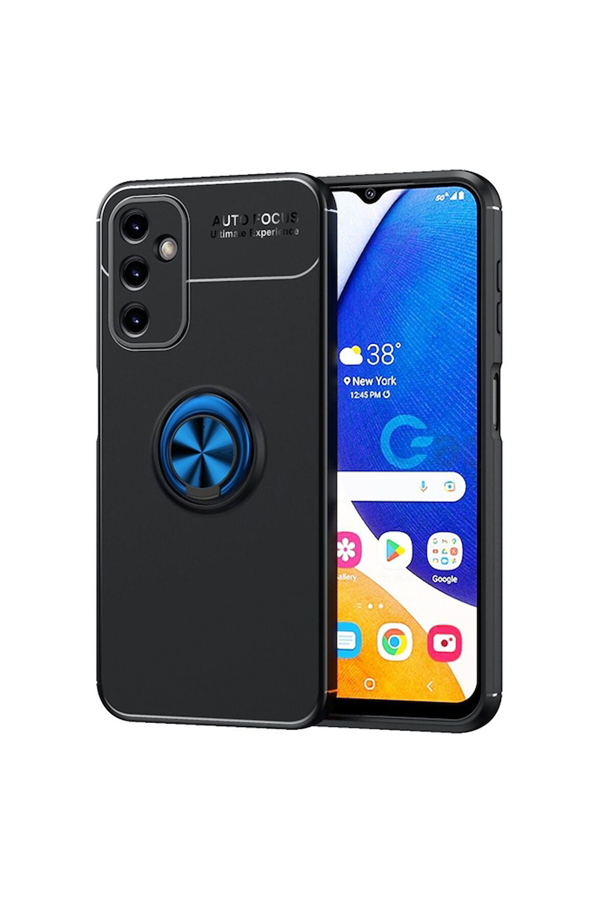 Samsung Galaxy A34 Uyumlu Kılıf Zore Ravel Silikon Kapak Siyah-Mavi