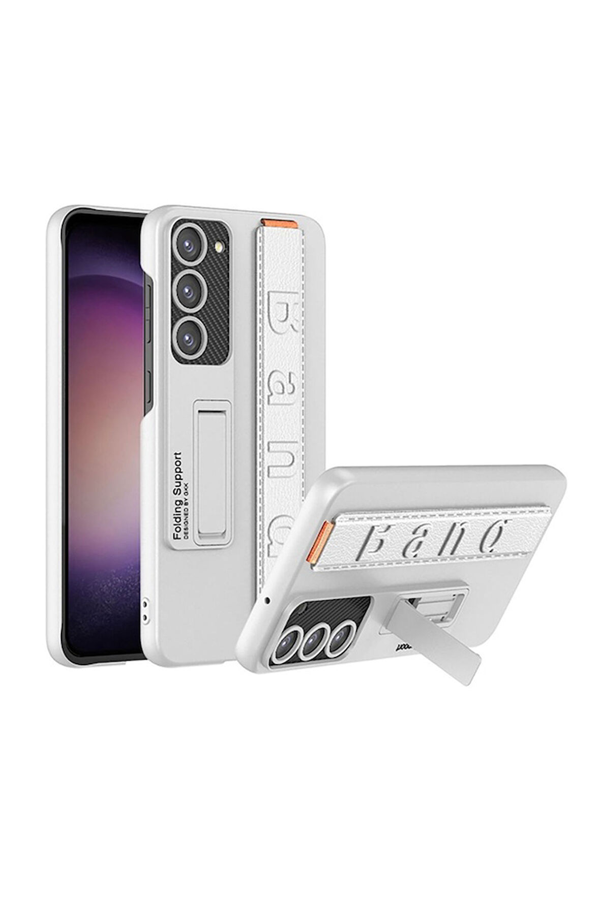 Samsung Galaxy S23 Uyumlu Kılıf Standlı El Tutacaklı Zore Band Kapak Gümüş