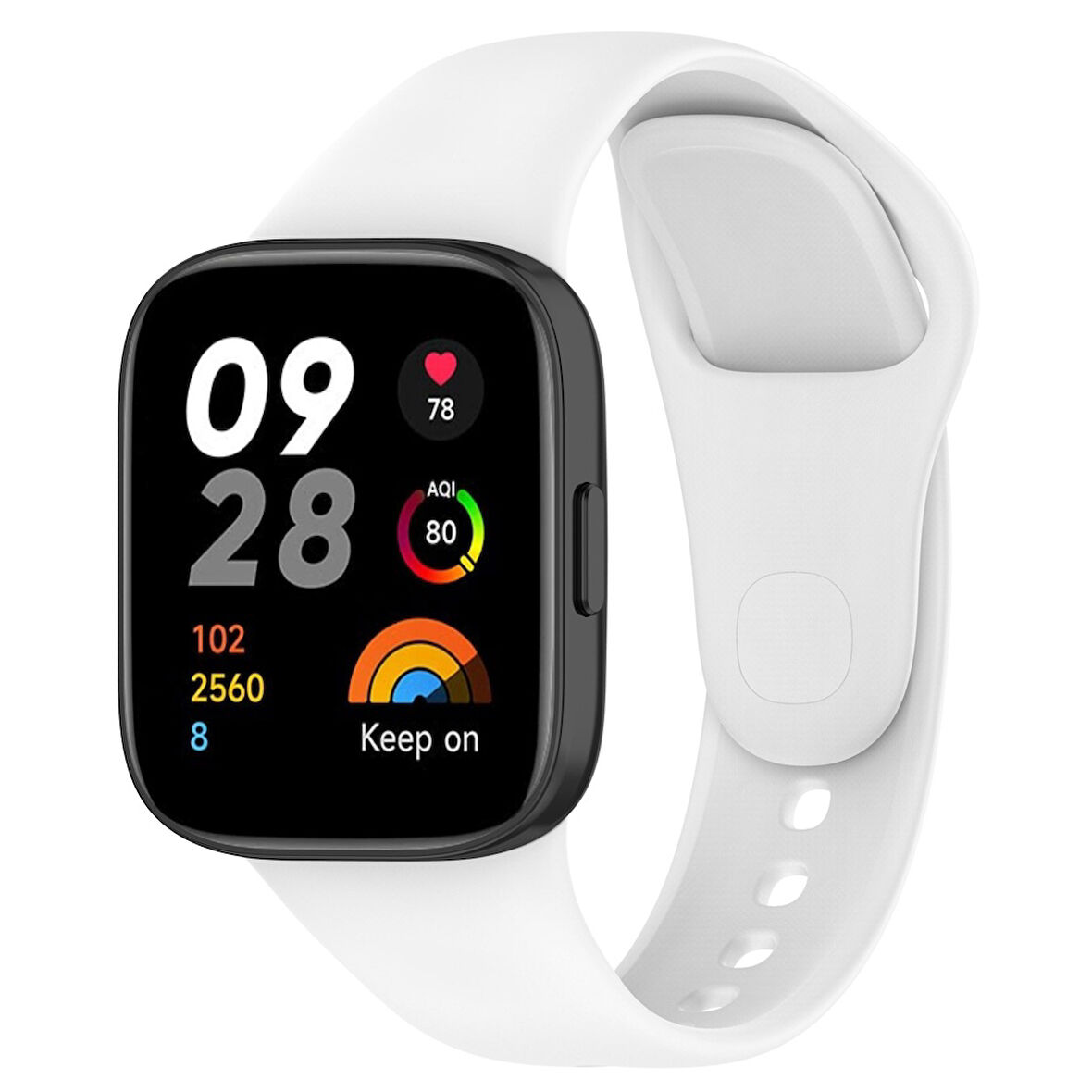 Xiaomi Redmi Watch 3 Uyumlu Kordon Silikon Spor Görünümlü Yumuşak Zore KRD-81 Kayış Beyaz