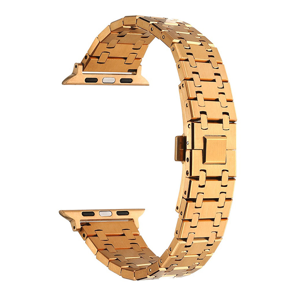 Apple Watch 42mm Uyumlu Kordon Paslanmaz Metal Çift Renkli Zore KRD-83 Kayış Rose Gold