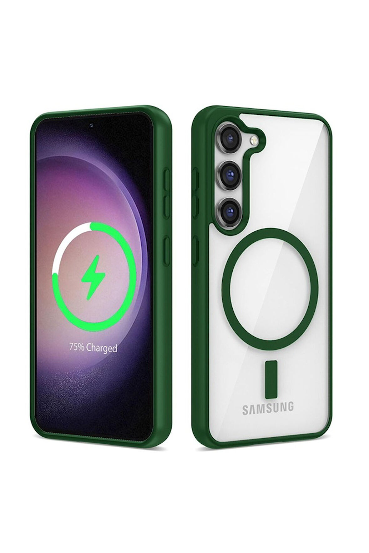 Samsung Galaxy S22 Plus Uyumlu Kılıf Magsafe Wireless Şarj Özellikli Silikon Zore Ege Kapak Yeşil