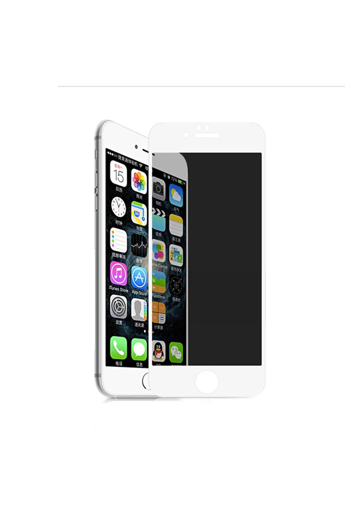 Apple iPhone 7 Plus Uyumlu Zore Rika Premium Privacy Temperli Cam Ekran Koruyucu Beyaz