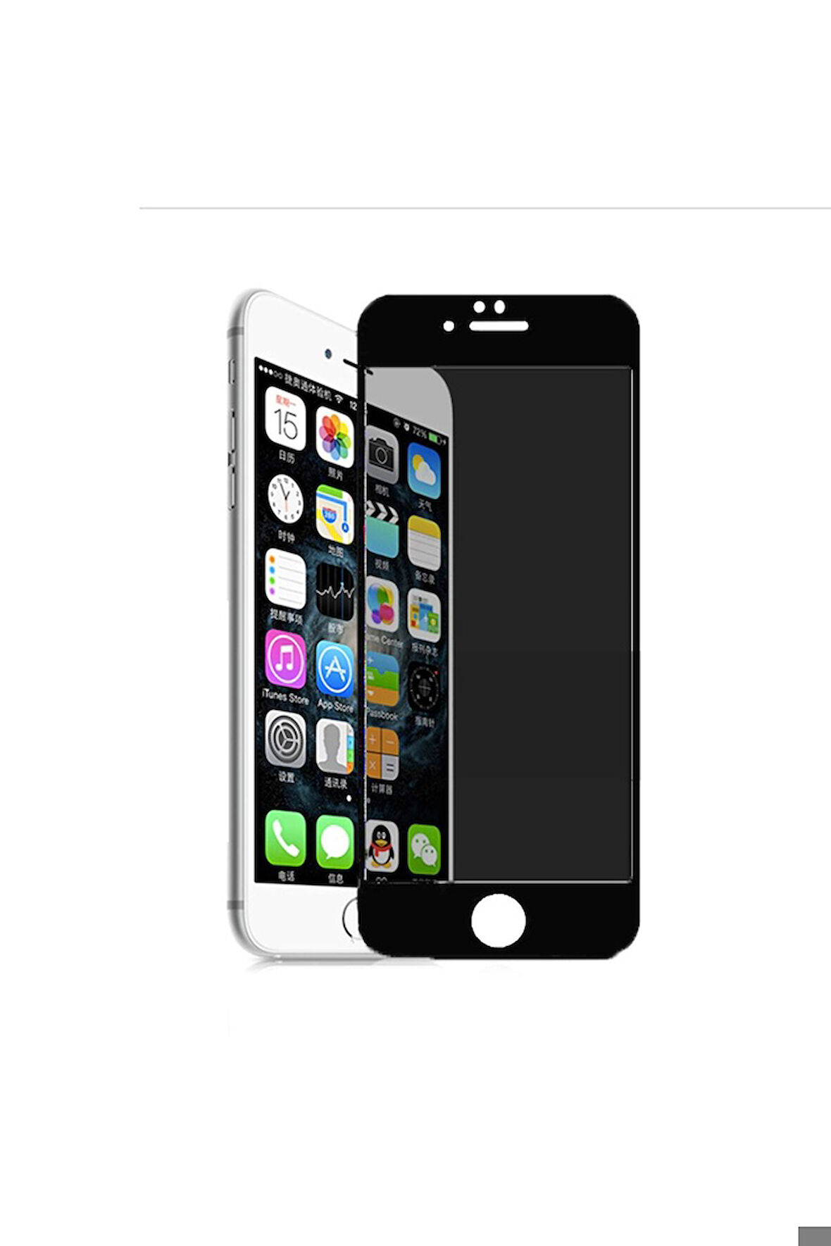 Apple iPhone 7 Plus Uyumlu Zore Rika Premium Privacy Temperli Cam Ekran Koruyucu Siyah