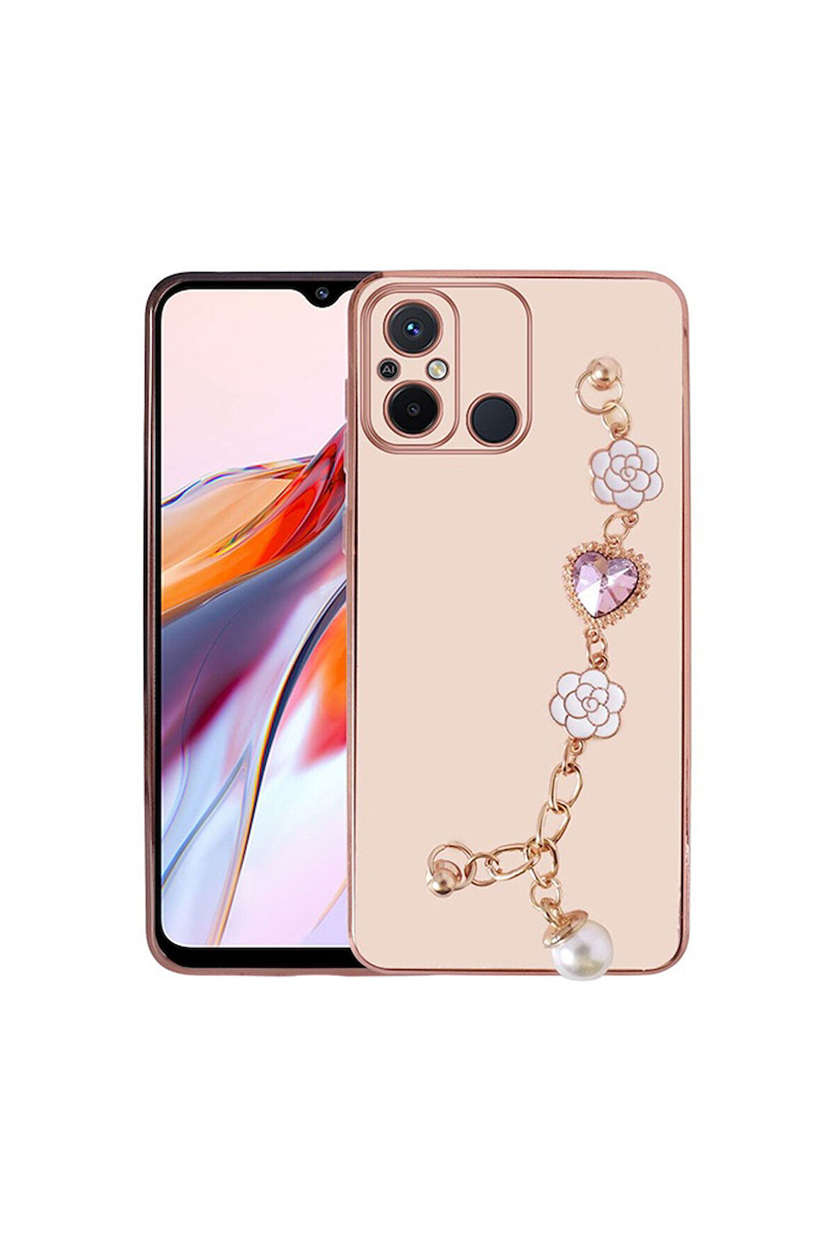 Xiaomi Redmi 12C Uyumlu Kılıf El Tutamaçlı Kamera Korumalı Zore Taka Silikon Kapak Pembe