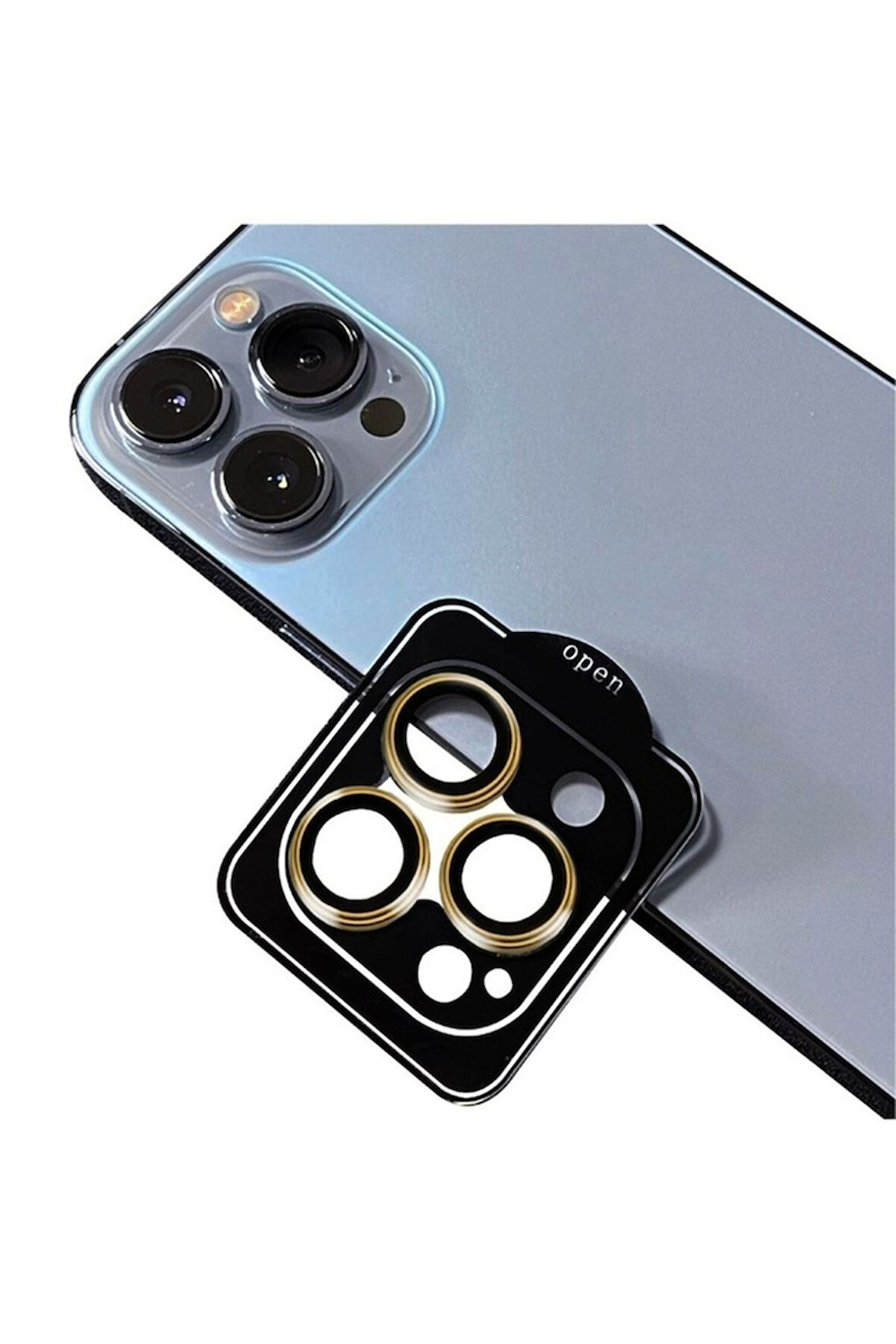 Apple iPhone 11 Pro Max Uyumlu Zore CL-11 Safir Parmak İzi Bırakmayan Anti-Reflective Kamera Lens Koruyucu Gold