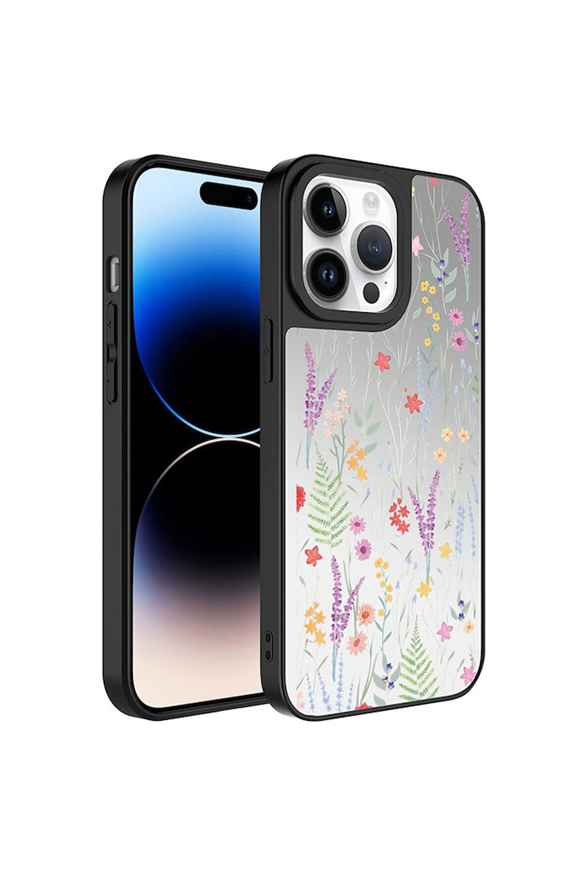 Apple iPhone 14 Pro Max Uyumlu Kılıf Aynalı Desenli Kamera Korumalı Parlak Zore Mirror Kapak Dallar