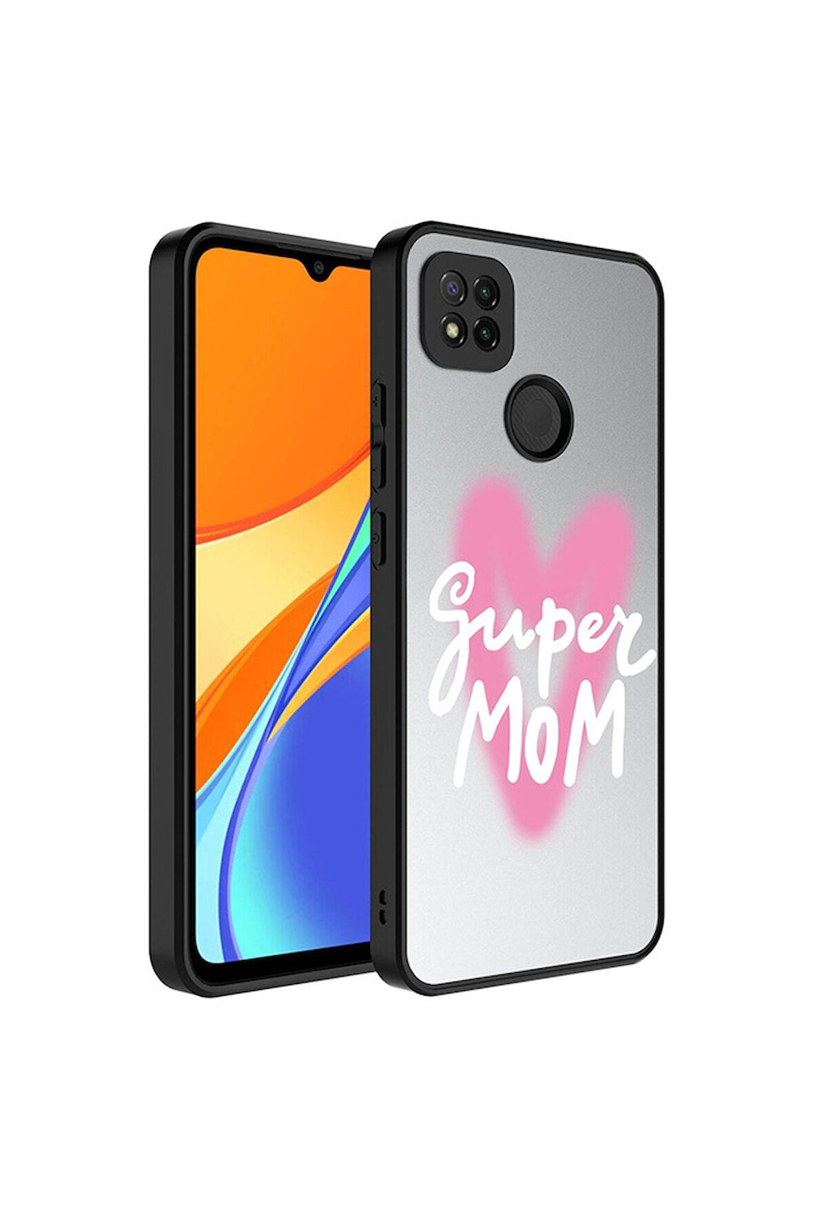 Xiaomi Redmi 9C Uyumlu Kılıf Aynalı Desenli Kamera Korumalı Parlak Zore Mirror Kapak Süper Anne