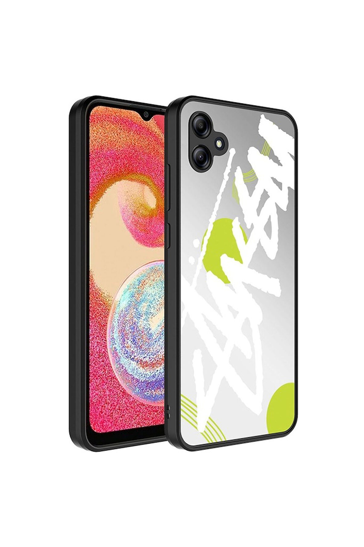 Samsung Galaxy A04E Uyumlu Kılıf Aynalı Desenli Kamera Korumalı Parlak Zore Mirror Kapak Yazı