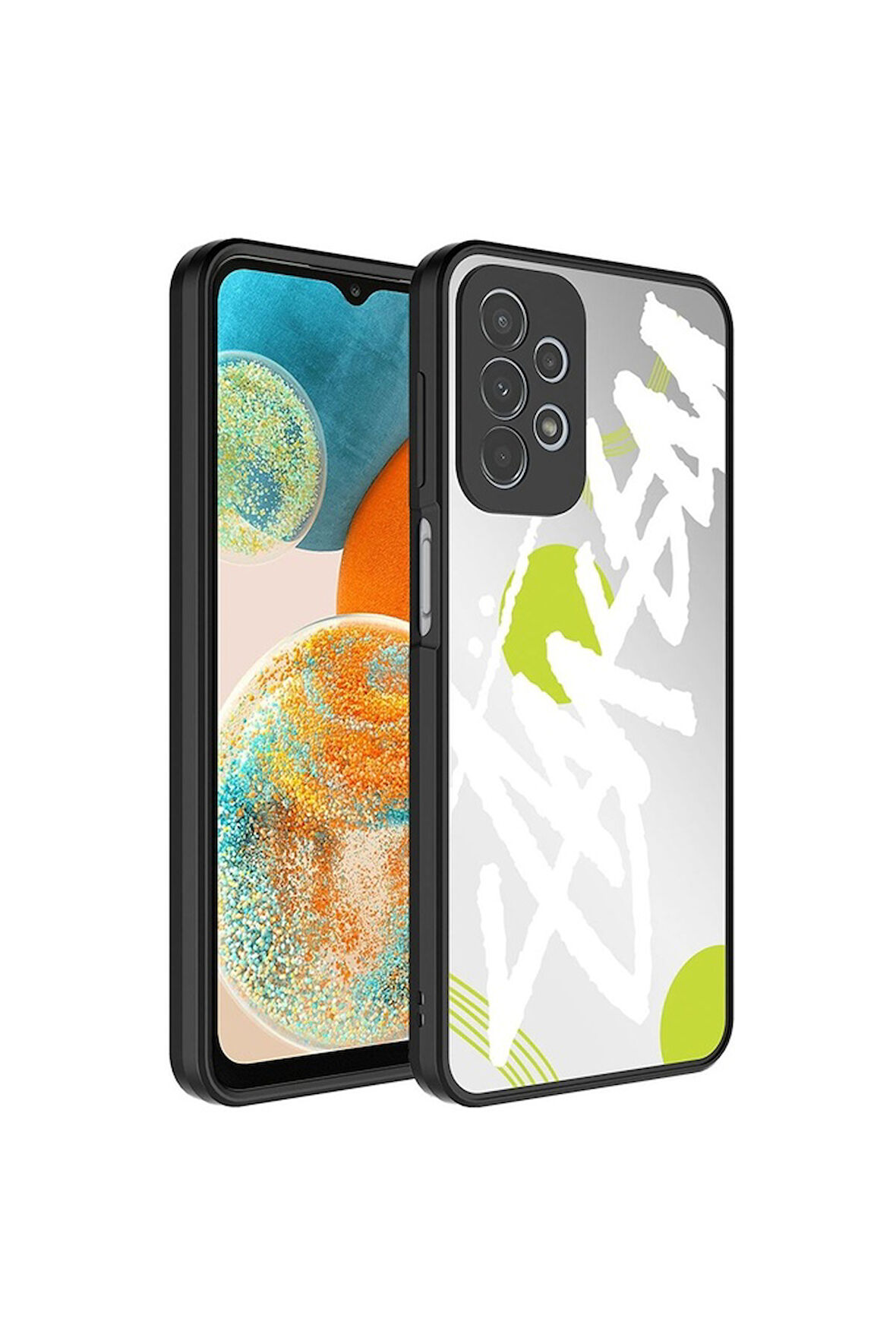 Samsung Galaxy A72 Uyumlu Kılıf Aynalı Desenli Kamera Korumalı Parlak Zore Mirror Kapak Yazı