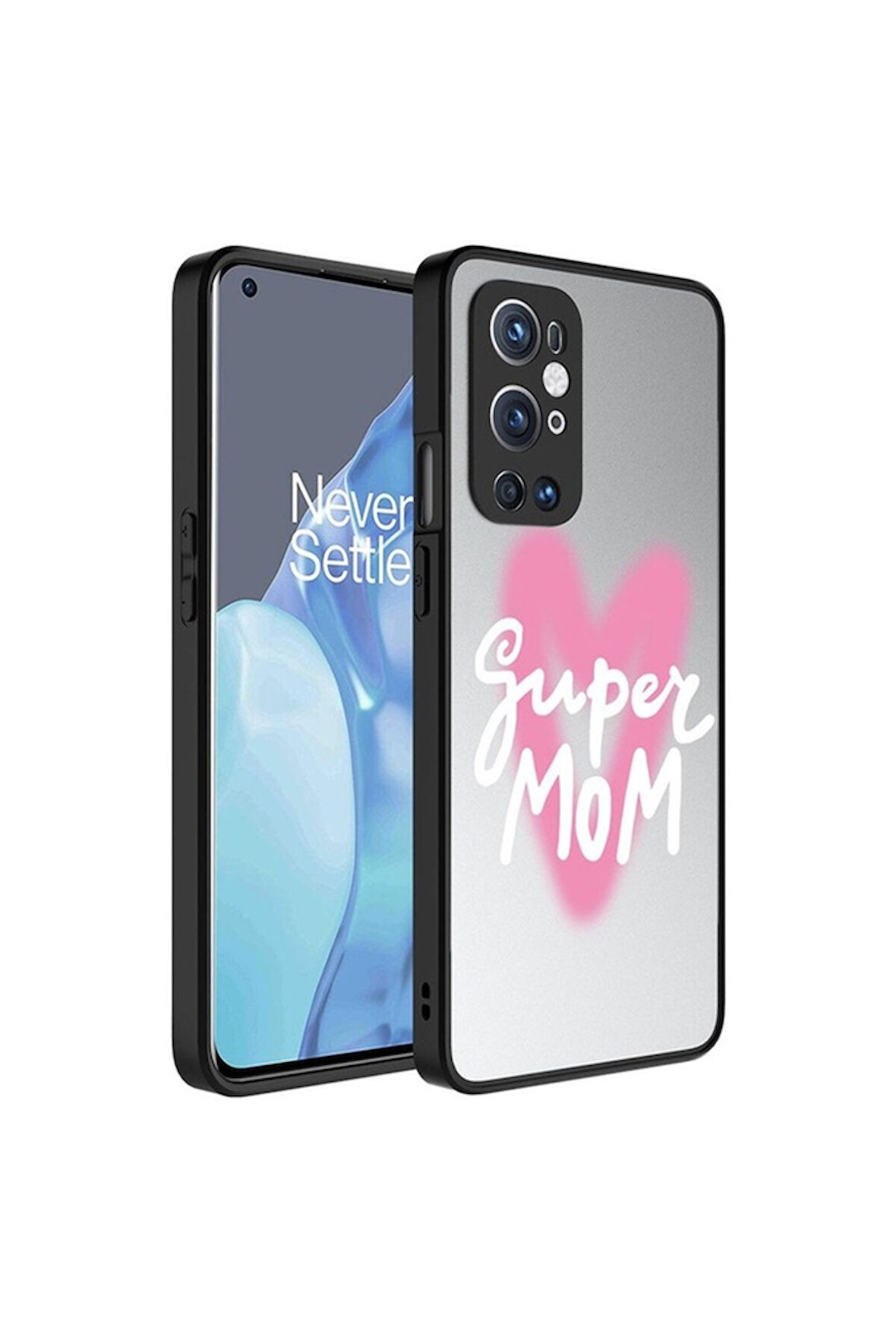 OnePlus 9 Pro Uyumlu Kılıf Aynalı Desenli Kamera Korumalı Parlak Zore Mirror Kapak Süper Anne