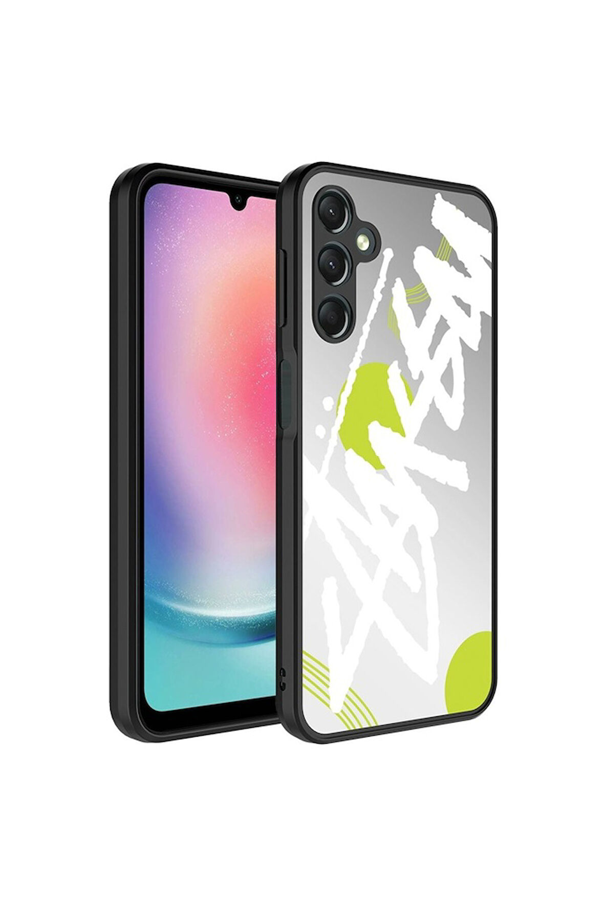 Samsung Galaxy A54 Uyumlu Kılıf Aynalı Desenli Kamera Korumalı Parlak Zore Mirror Kapak Yazı
