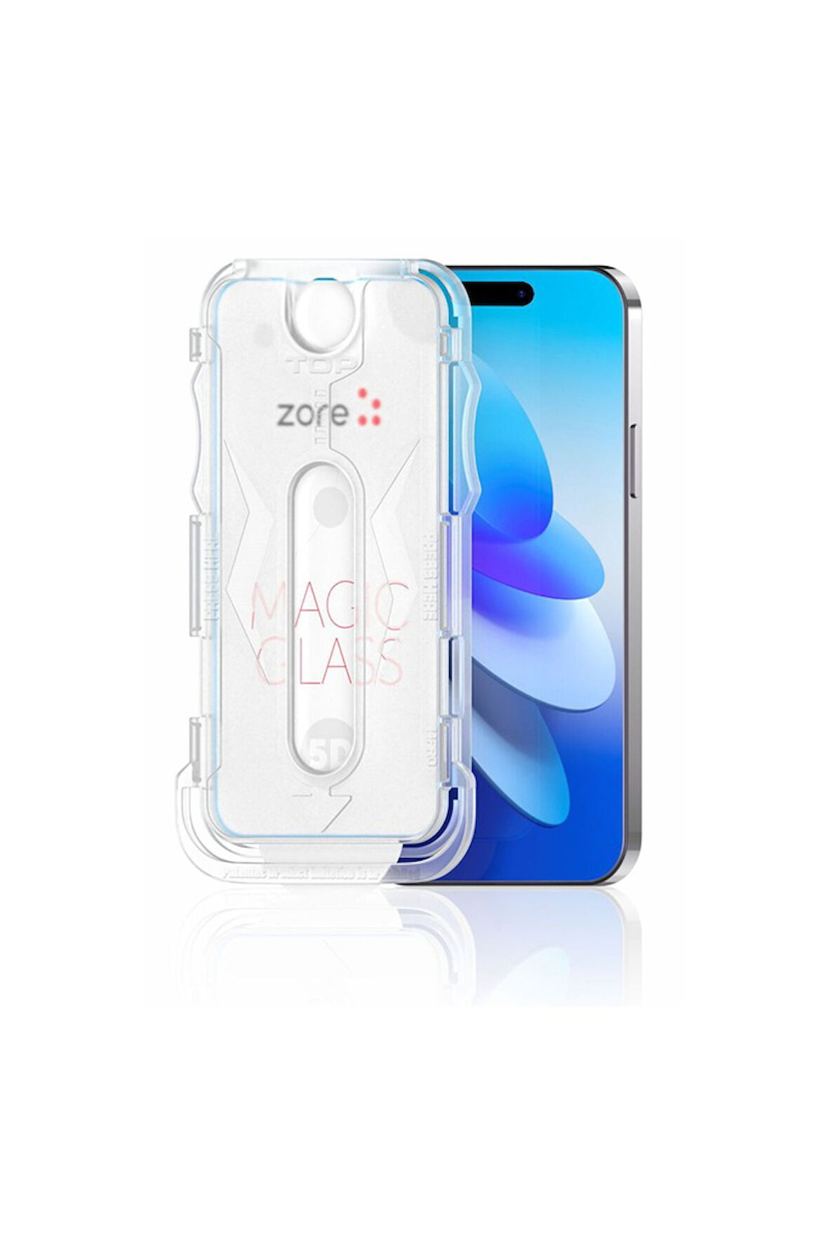 Apple iPhone 14 Uyumlu Zore Kolay Uygulama Aparatlı 5D Magic Glass Cam Ekran Koruyucu