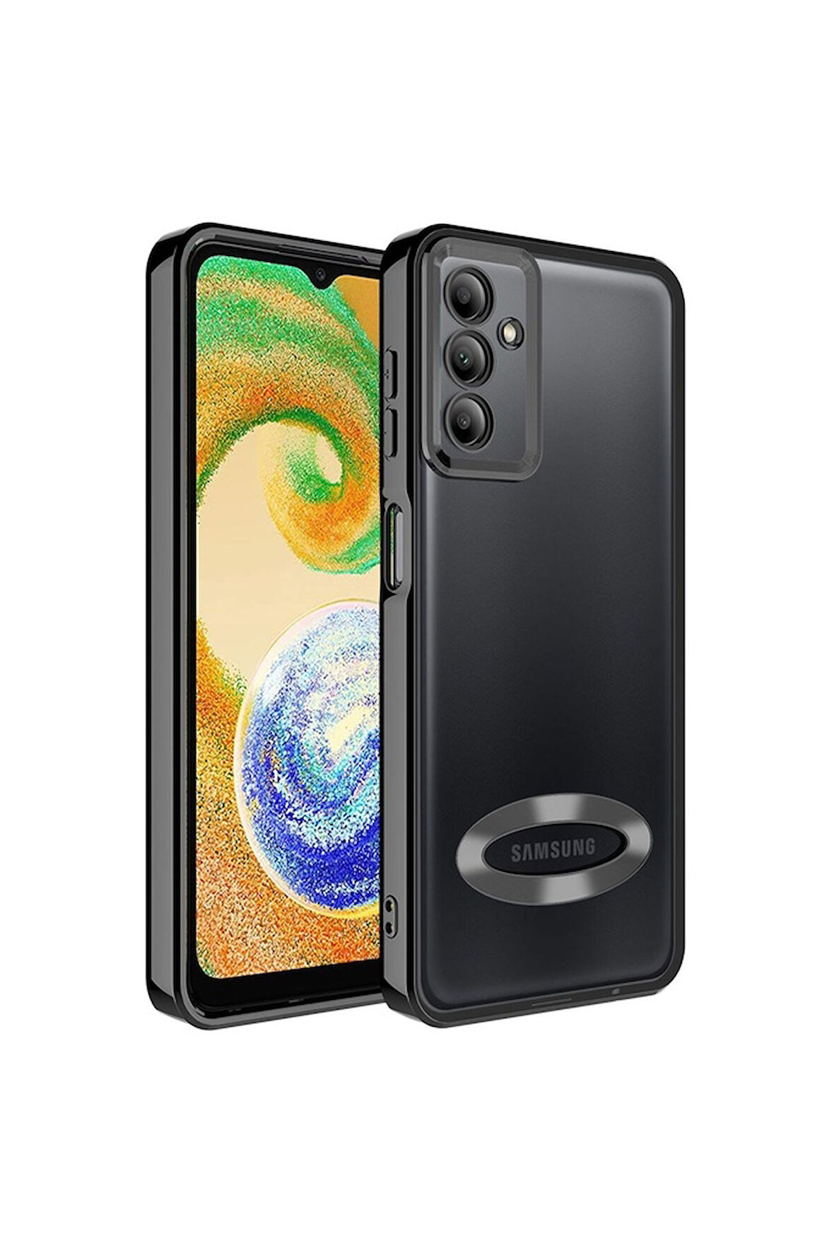 Samsung Galaxy A14 Uyumlu Kılıf Kamera Korumalı Logo Gösteren Zore Omega Kapak Siyah