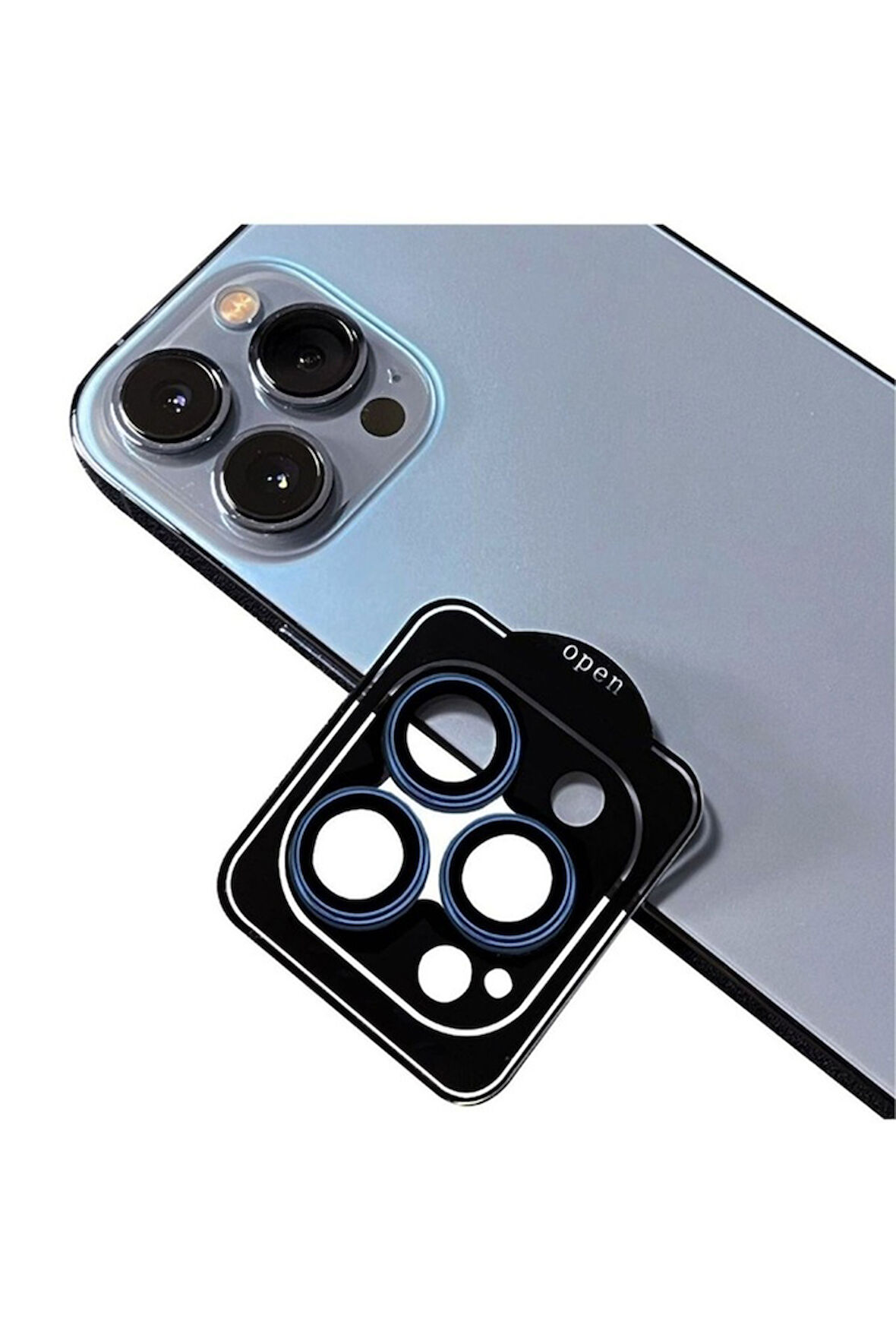 Apple iPhone 12 Pro Uyumlu Zore CL-11 Safir Parmak İzi Bırakmayan Anti-Reflective Kamera Lens Koruyucu Lacivert