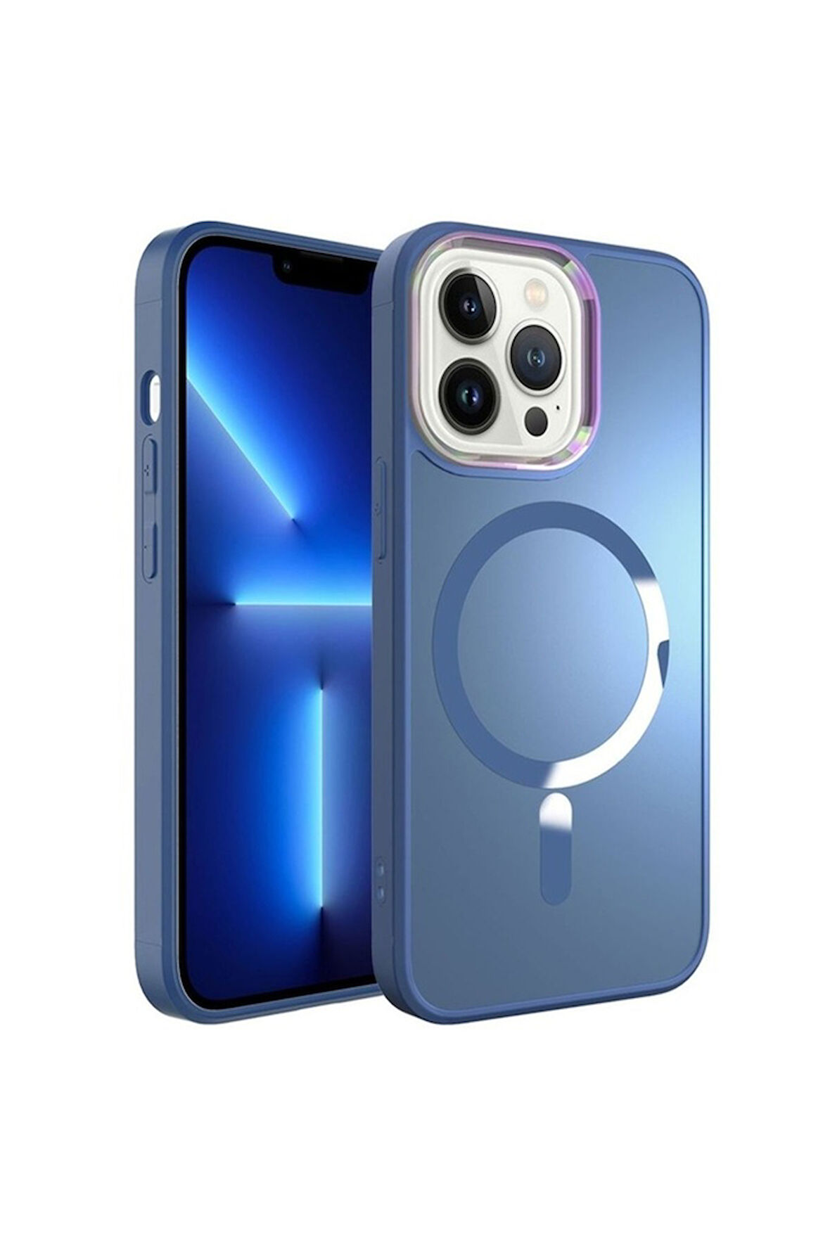 Apple iPhone 12 Pro Max Uyumlu Kılıf Magsafe Wireless Şarj Özellikli Zore Stil Kapak Sierra Mavi