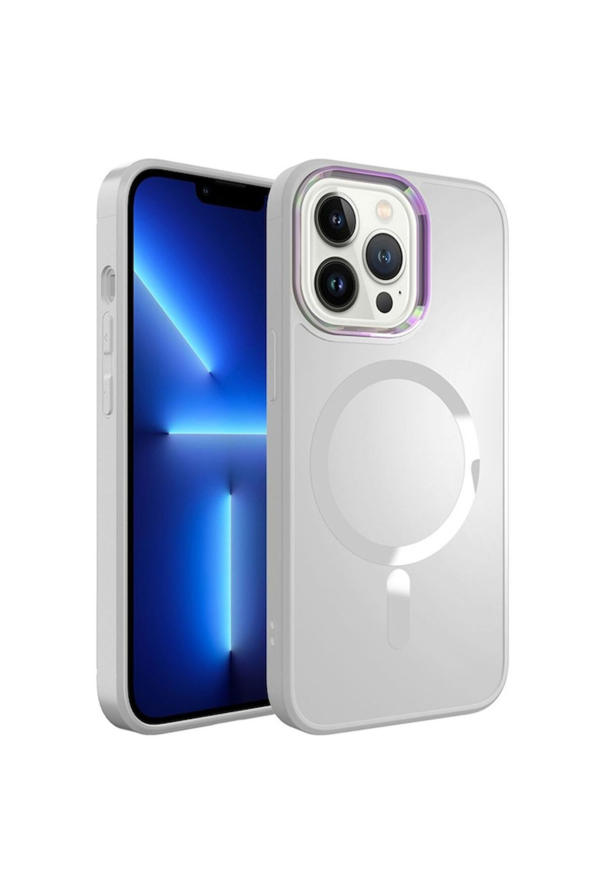 Apple iPhone 13 Pro Max Uyumlu Kılıf Magsafe Wireless Şarj Özellikli Zore Stil Kapak Beyaz