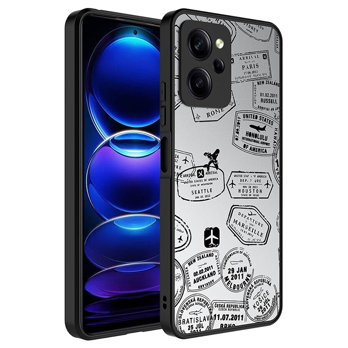 Xiaomi Poco X5 Pro Uyumlu Kılıf Aynalı Desenli Kamera Korumalı Parlak Zore Mirror Kapak Seyahat