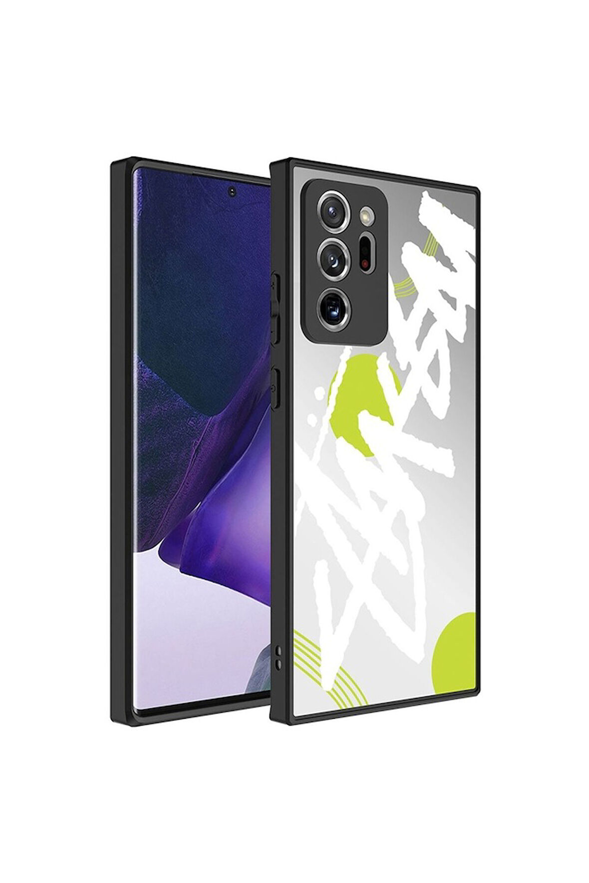 Samsung Galaxy Note 20 Ultra Uyumlu Kılıf Aynalı Desenli Kamera Korumalı Parlak Zore Mirror Kapak Yazı