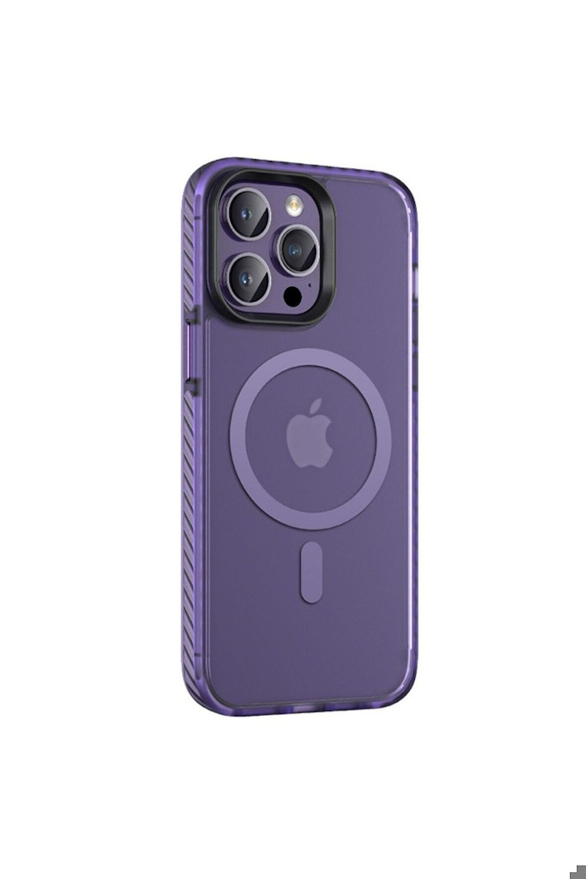 Apple iPhone 14 Pro Uyumlu Kılıf Mat Arka Yüzey Wireless Şarj Özellikli Zore Locik Kapak Derin Mor
