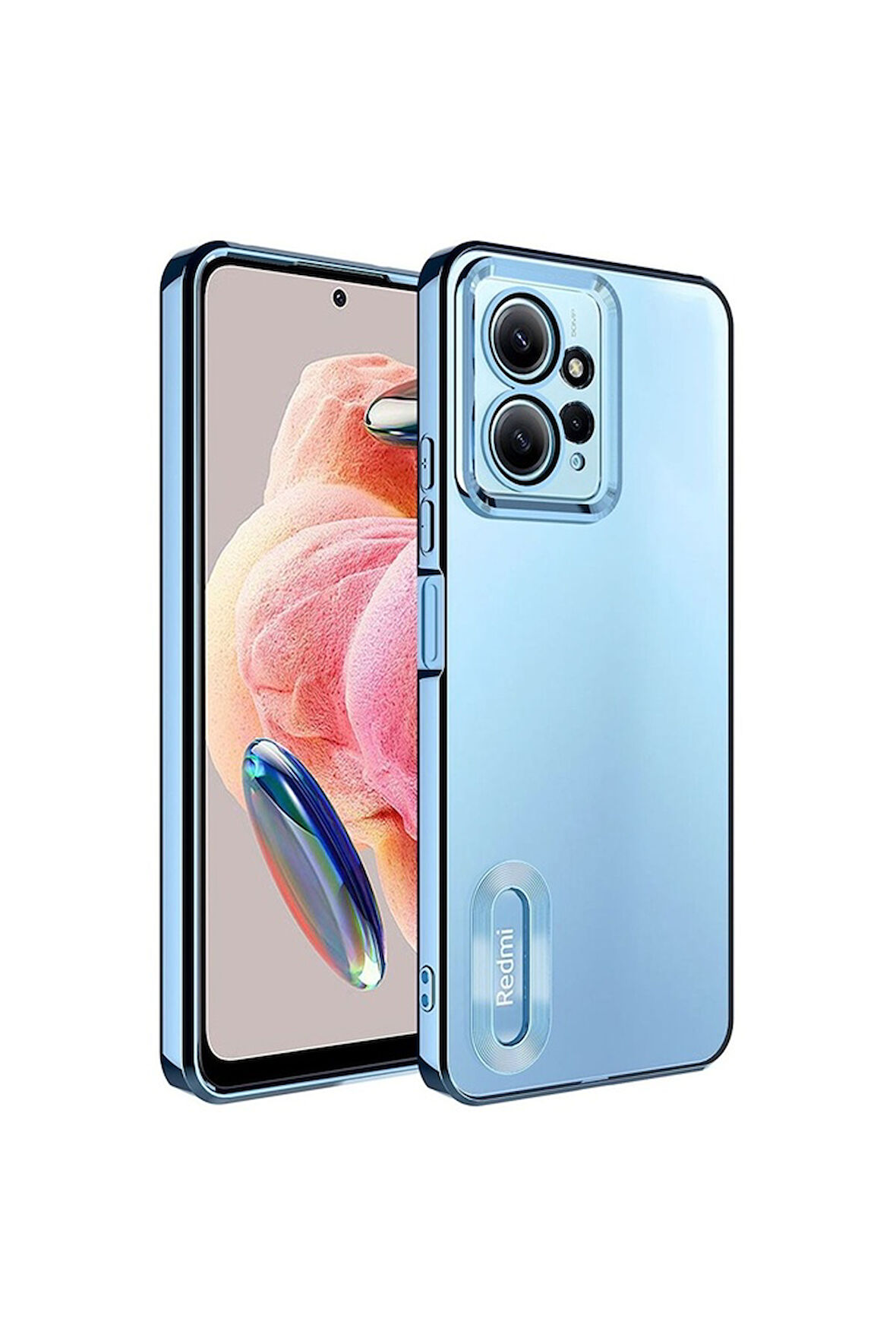 Xiaomi Redmi Note 12 4G Uyumlu Kılıf Kamera Korumalı Logo Gösteren Zore Omega Kapak Sierra Mavi