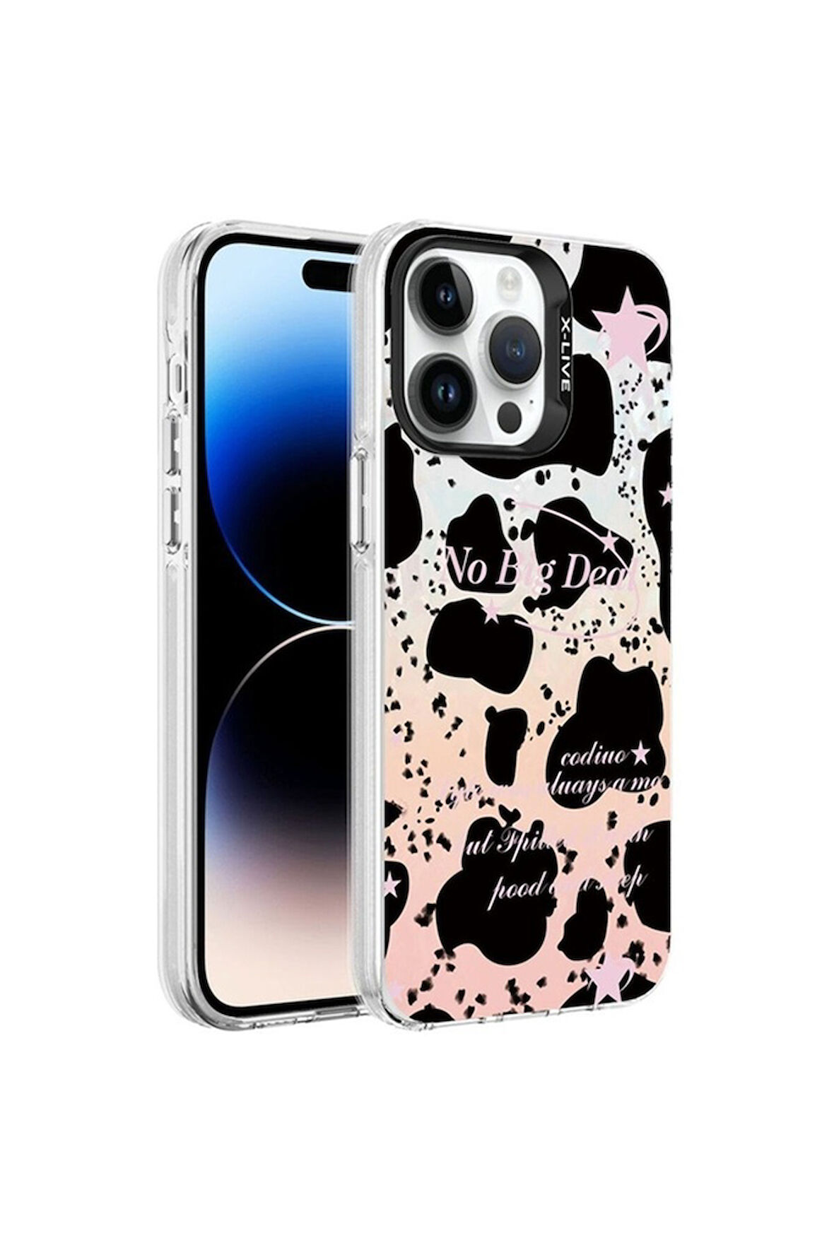 Apple iPhone 14 Pro Uyumlu Kılıf Mermer Desenli Zore Marbello Kapak Siyah-Beyaz