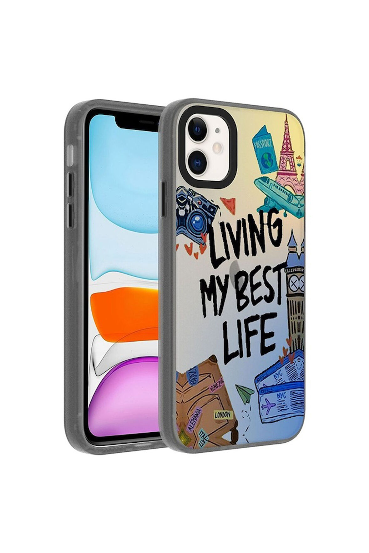 Apple iPhone 11 Uyumlu Kılıf Desenli Zore Dragon Sert Kapak Seyahat