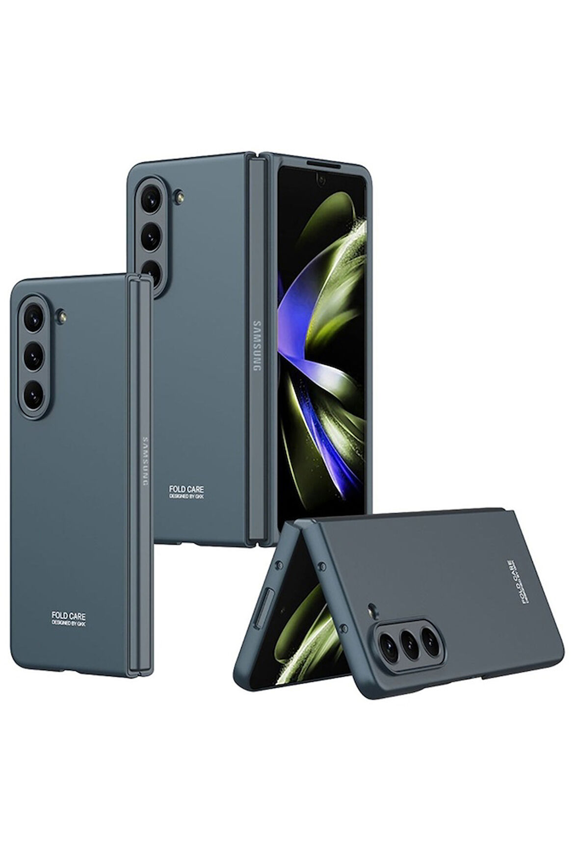 Samsung Galaxy Z Fold 5 Uyumlu Kılıf Zore Sert Kıpta Kapak Koyu Yeşil