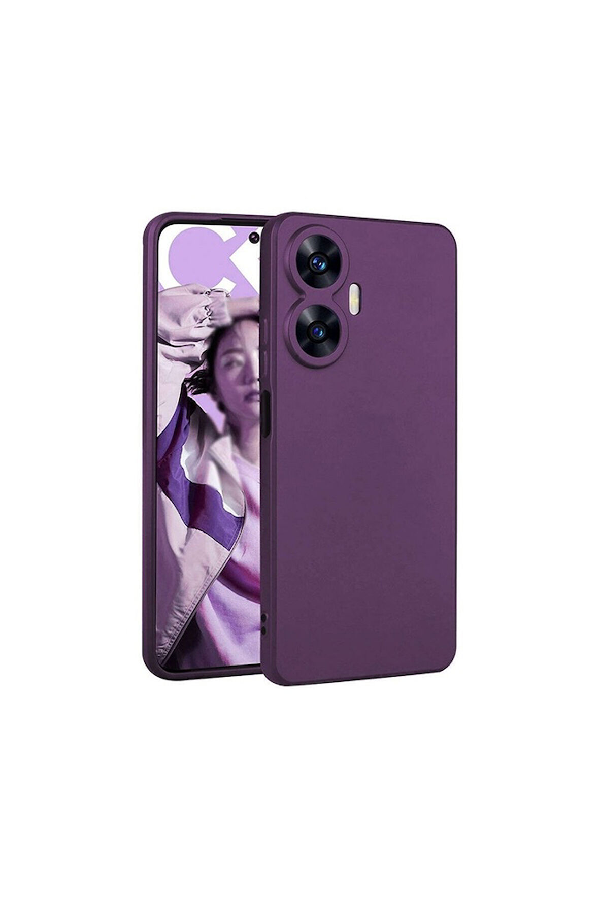 Realme C55 Uyumlu Kılıf Zore Premier Silikon Kapak Mürdüm