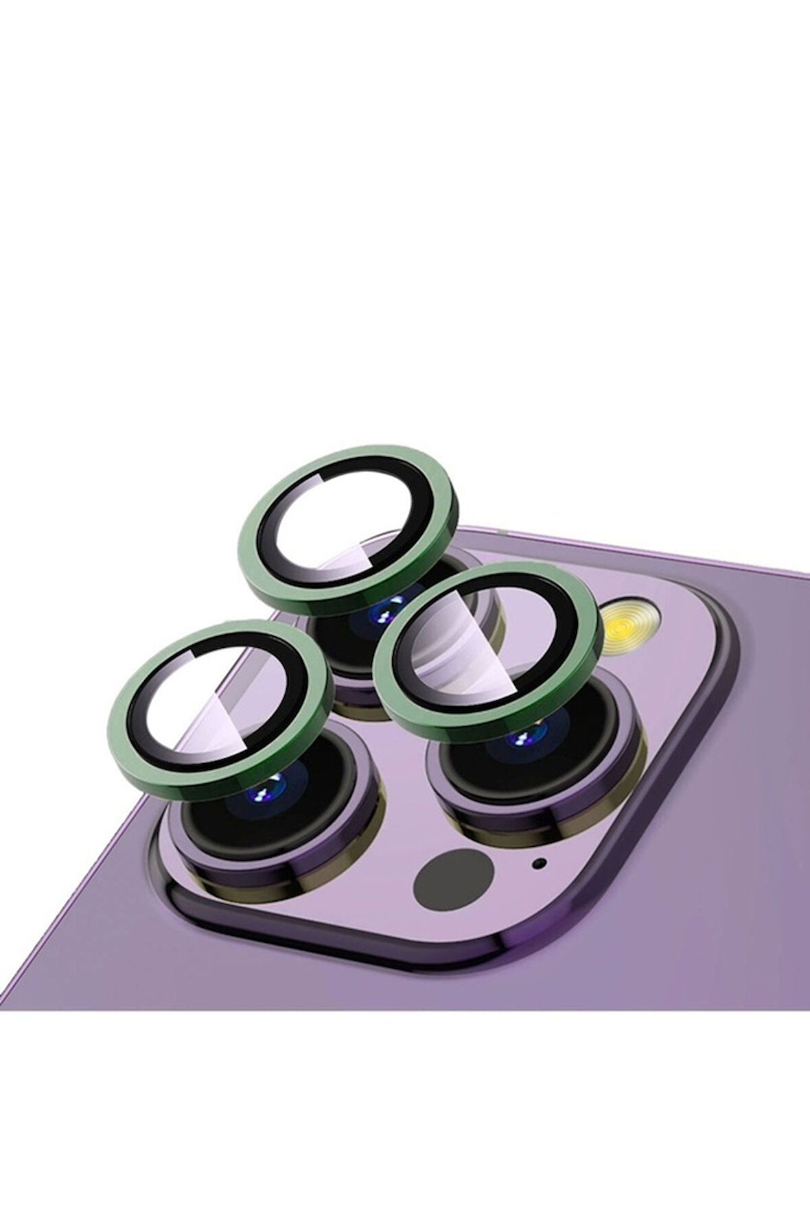 Apple iPhone 13 Pro Uyumlu Zore CL-12 Premium Safir Parmak İzi Bırakmayan Anti-Reflective Kamera Lens Koruyucu Yeşil
