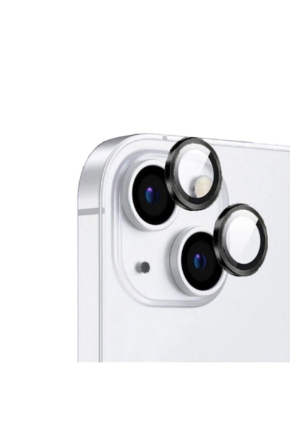 Apple iPhone 15 Plus Uyumlu Zore CL-12 Premium Safir Parmak İzi Bırakmayan Anti-Reflective Kamera Lens Koruyucu Siyah