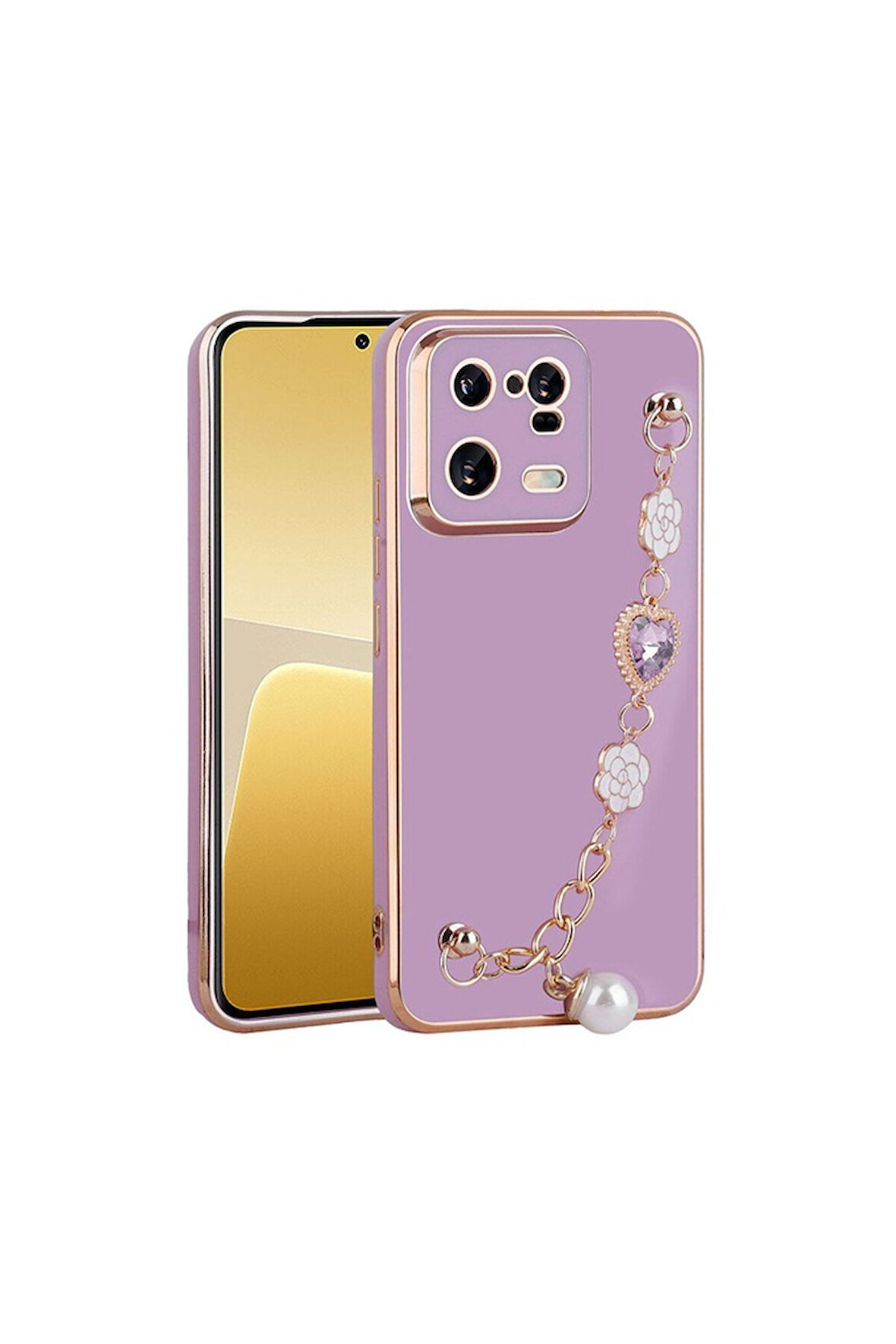 Xiaomi Mi 13 Pro Uyumlu Kılıf El Tutamaçlı Kamera Korumalı Zore Taka Silikon Kapak Mor