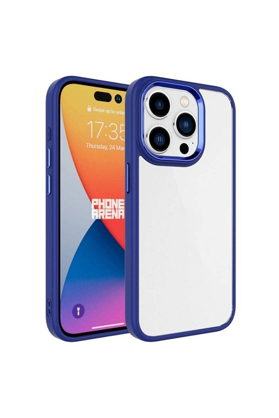 Apple iPhone 15 Pro Uyumlu Kılıf Zore Krom Kapak Lacivert