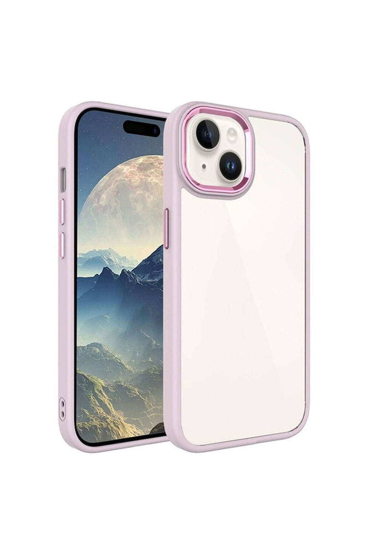 Apple iPhone 15 Plus Uyumlu Kılıf Zore Krom Kapak Pembe Açık