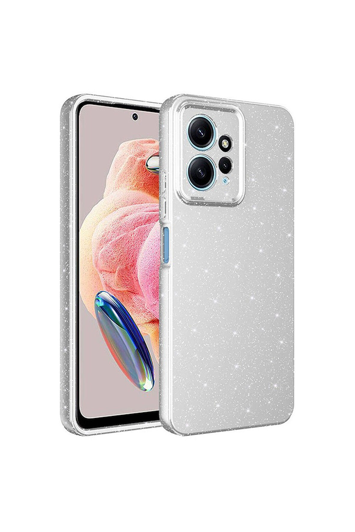 Xiaomi Redmi Note 12 4G Uyumlu Kılıf Kamera Korumalı Simli Lüks Zore Koton Kapak Gümüş
