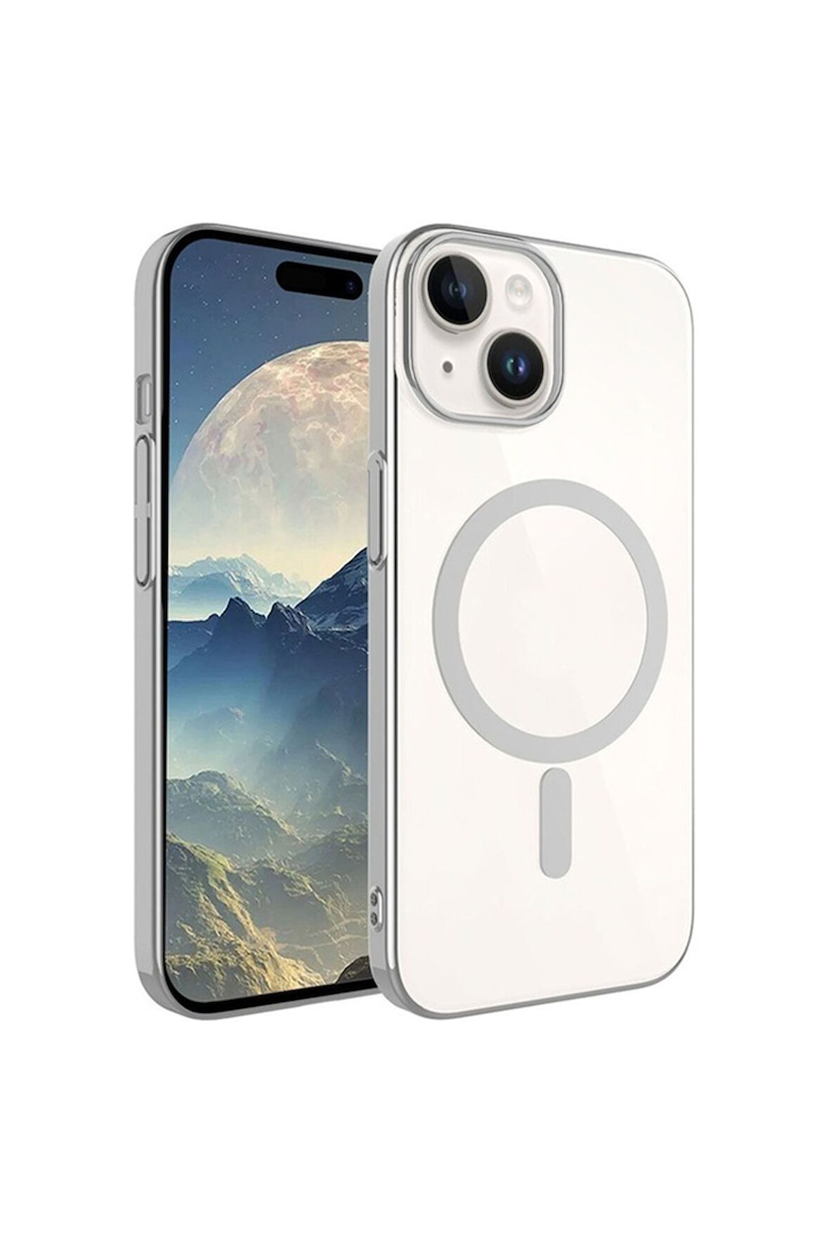 Apple iPhone 15 Plus Uyumlu Kılıf Zore Wireless Şarj Özellikli Pixel Magsafe Kapak Koyu Gri