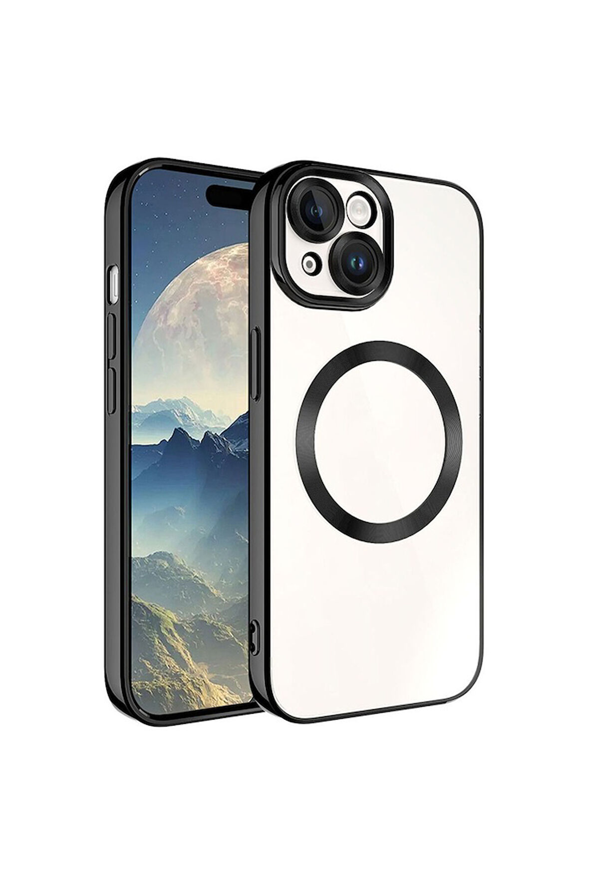 Apple iPhone 15 Plus Uyumlu Kılıf Magsafe Wireless Şarj Özellikli Zore Setro Silikon Siyah