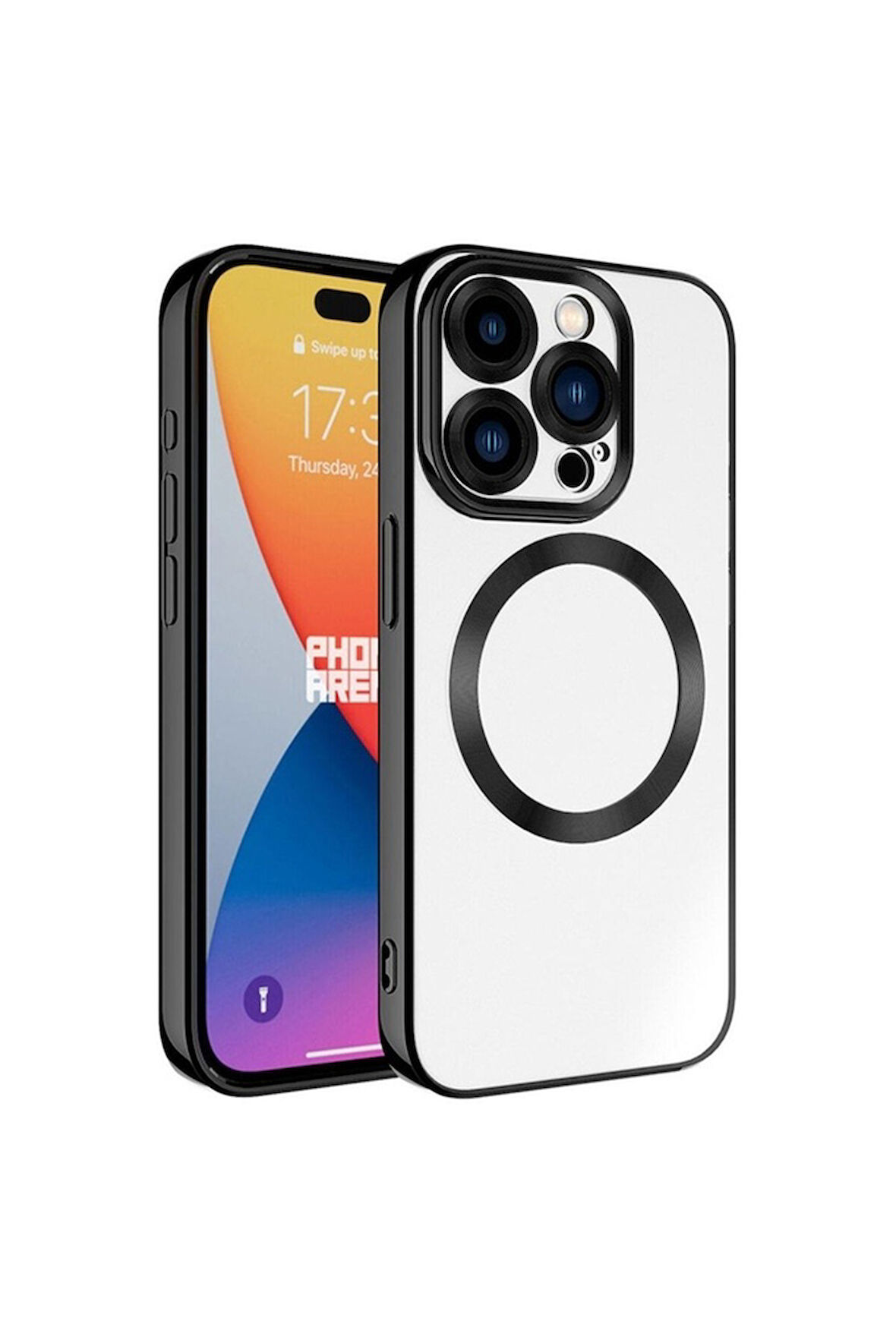 Apple iPhone 15 Pro Max Uyumlu Kılıf Magsafe Wireless Şarj Özellikli Zore Setro Silikon Siyah