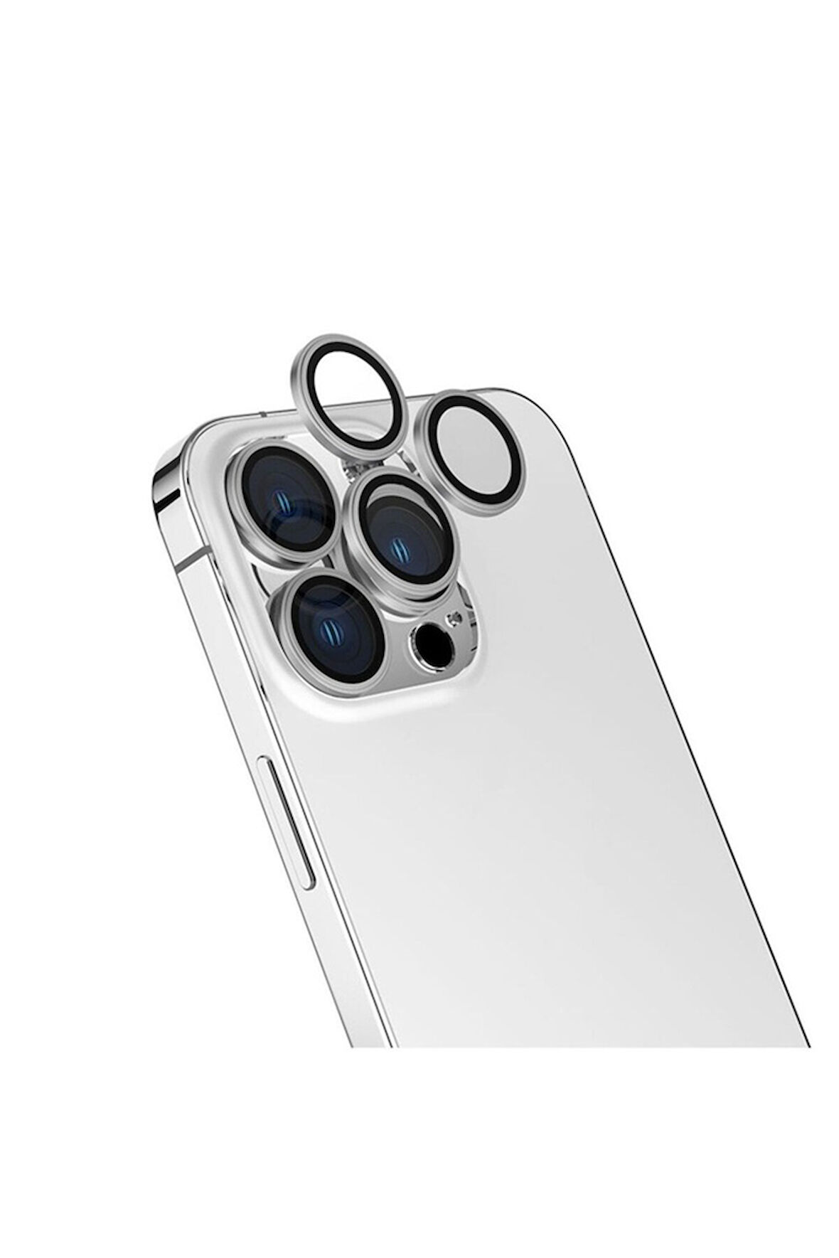 Apple iPhone 15 Pro Uyumlu Zore CL-13 Kamera Lens Koruyucu Gümüş
