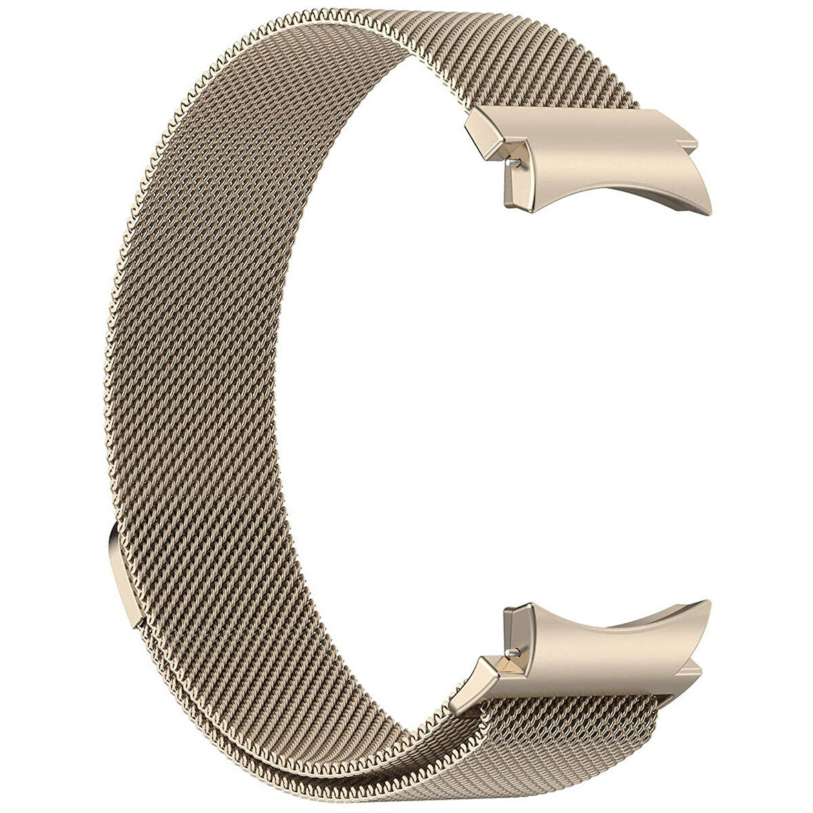 Samsung Galaxy Watch 6 44mm Uyumlu Kordon Hasır Metal Mıknatıslı Örgü Zore KRD-01 Kayış Pale Gold