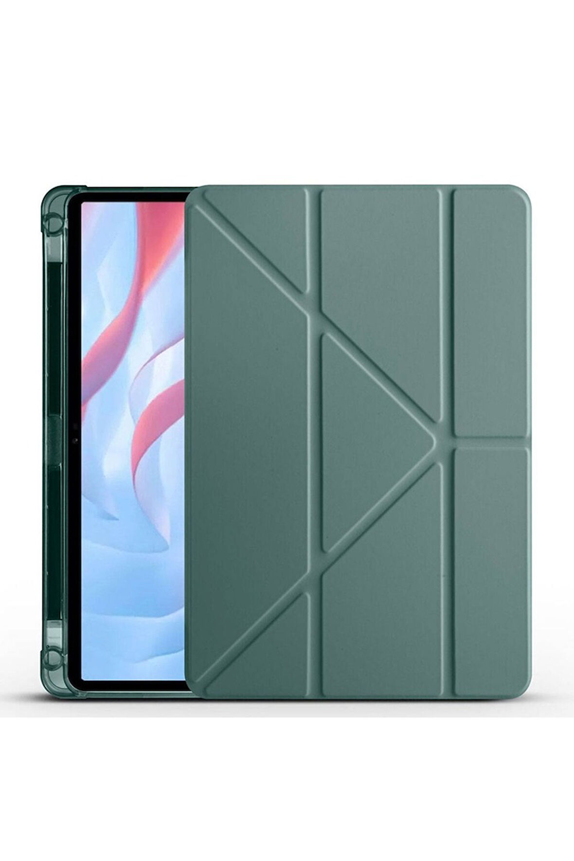 Huawei Honor X8 Pro 11.5' Uyumlu Kılıf Zore Tri Folding Kalem Bölmeli Standlı Kılıf Koyu Yeşil