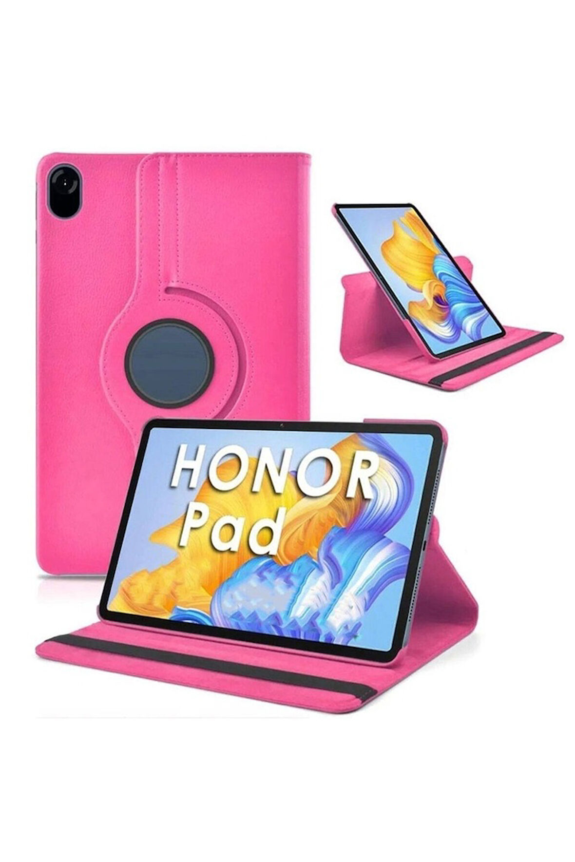 Huawei Honor Pad X9 11.5' Uyumlu Zore Dönebilen Standlı Kılıf Pembe Koyu