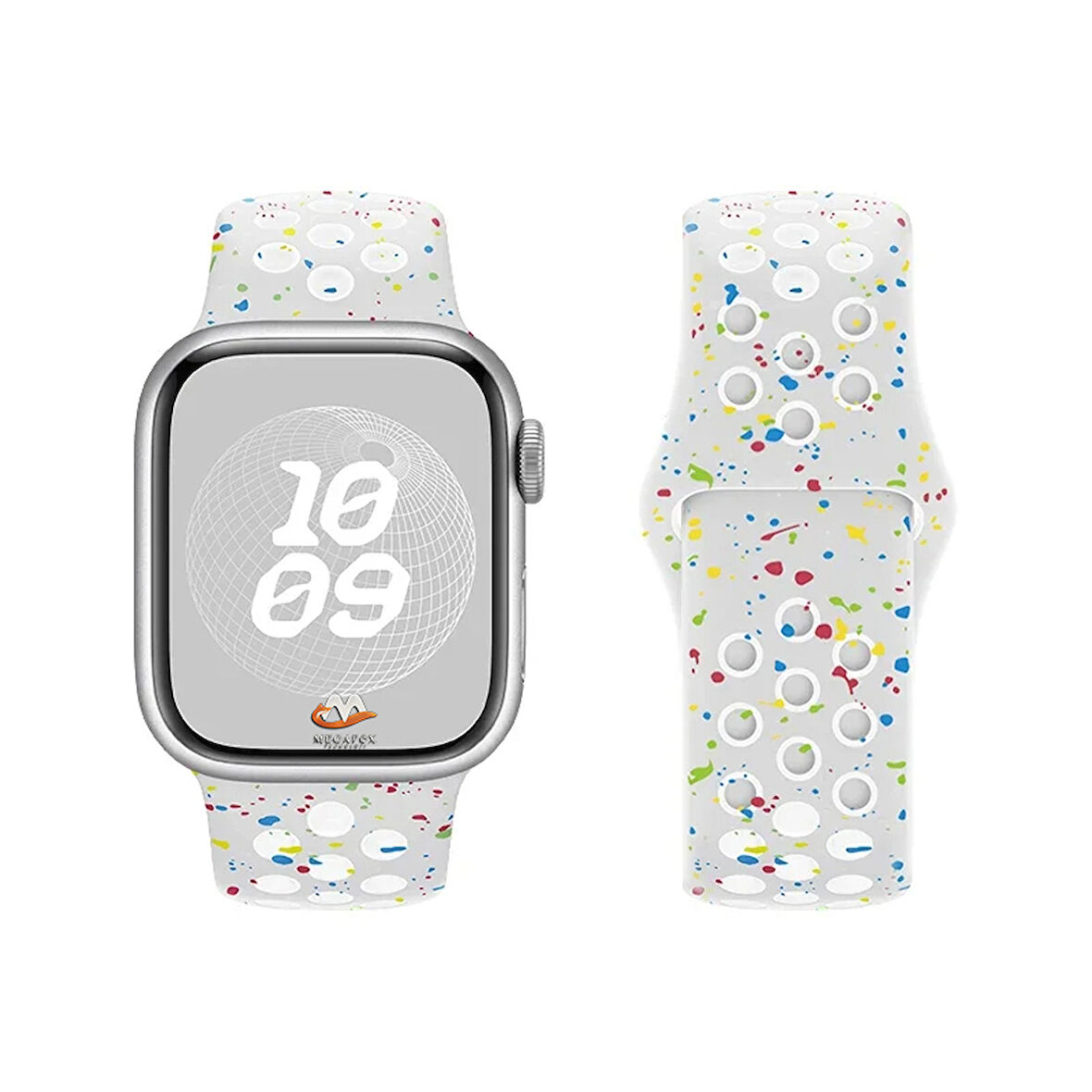 Apple Watch 38mm Uyumlu Kordon Silikon Esnek Yumuşak Delikli Spor KRD-02 Kayış Beyaz