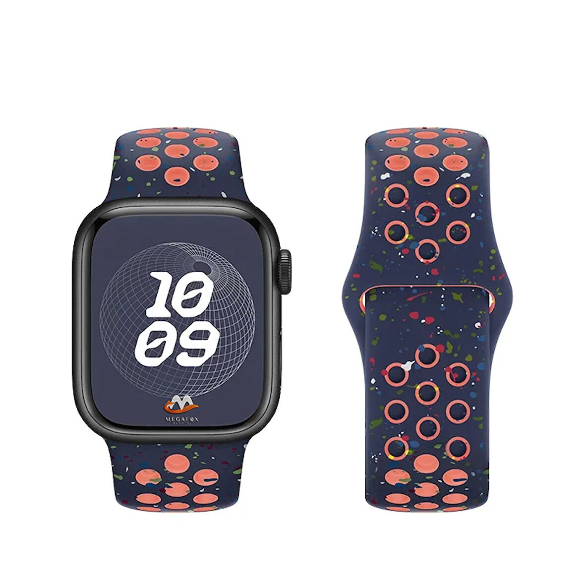 Apple Watch 38mm Uyumlu Kordon Silikon Esnek Yumuşak Delikli Spor KRD-02 Kayış Lacivert