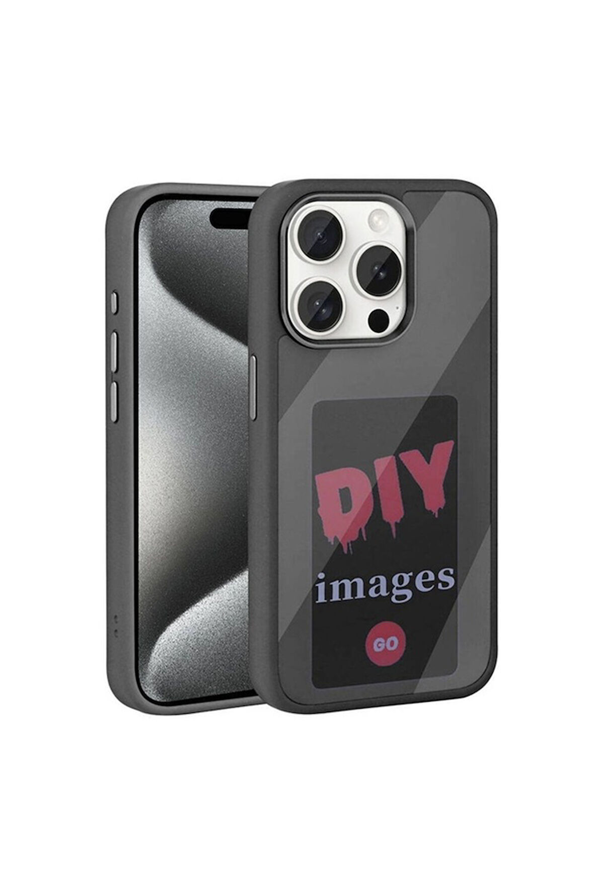 Apple iPhone 15 Pro Max Uyumlu Kılıf Ekranı Yansıtan Zore Akıllı NFC Kapak Siyah