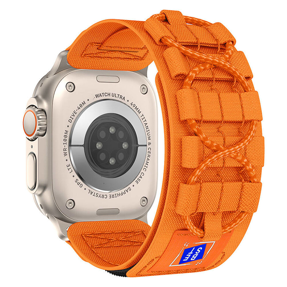 Apple Watch Ultra 49mm Uyumlu Kordon Hasır Kumaş Sarmal Örgü Zore KRD-99 Kayış Turuncu