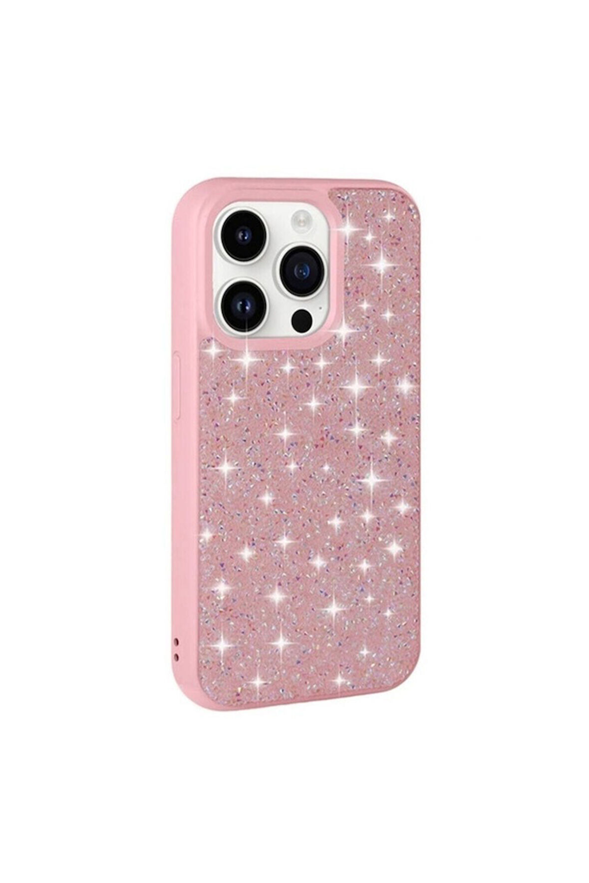 Apple iPhone 14 Pro Uyumlu Kılıf Parlak Taşlı Tasarım Zore Pırlanta Kapak Pembe