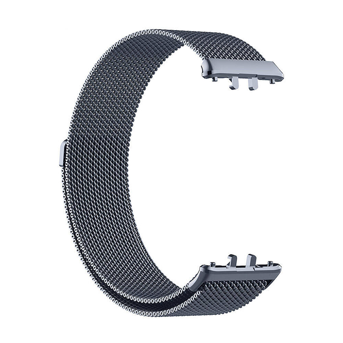 Samsung Galaxy Fit 3 Uyumlu Kordon Hasır Metal Mıknatıslı Örgü Zore KRD-01 Kayış Gri