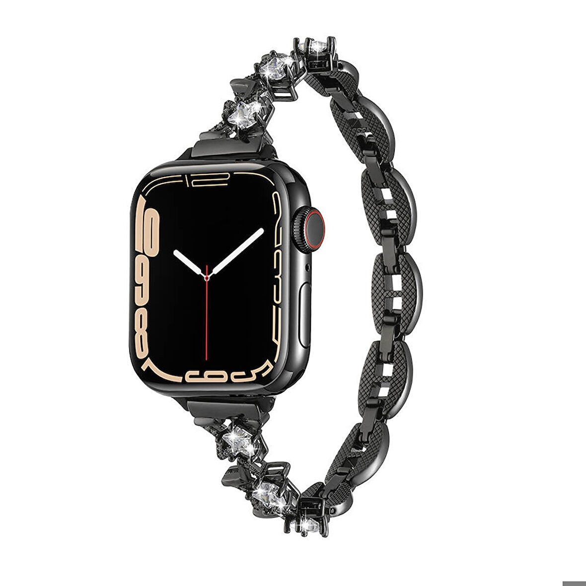 Apple Watch 42mm Uyumlu Kordon Metal Şık Luxury Tasarım Zore KRD-104 Kayış Siyah