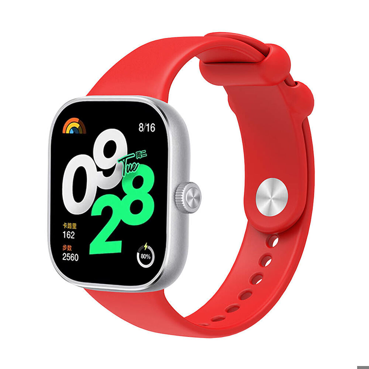 Xiaomi Redmi Watch 4 Uyumlu Kordon Silikon Spor Geçmeli Zore KRD-109 Kayış Kırmızı